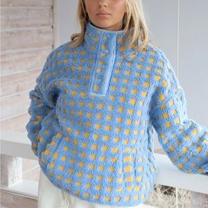 Midnight Lunch Wyoming Pullover- Blue and Yellow